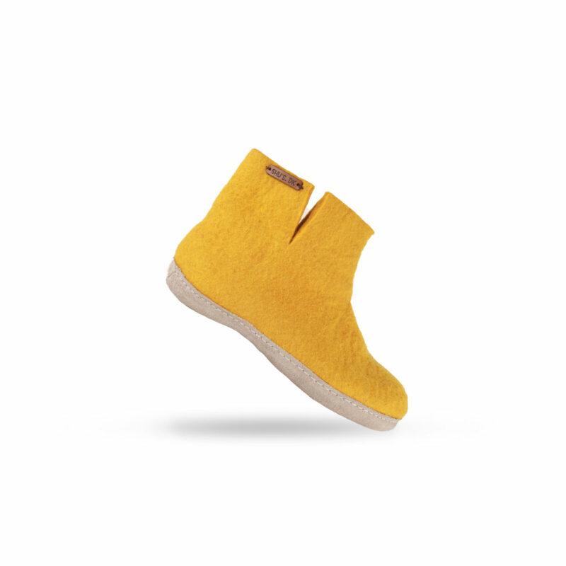 Ullstövlar (100% ren ull) - Modell Curry gul med mockasula
